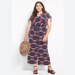 Lane Bryant Ruched-Shoulder Surplice Cropped Jumpsuit NWT 18 20